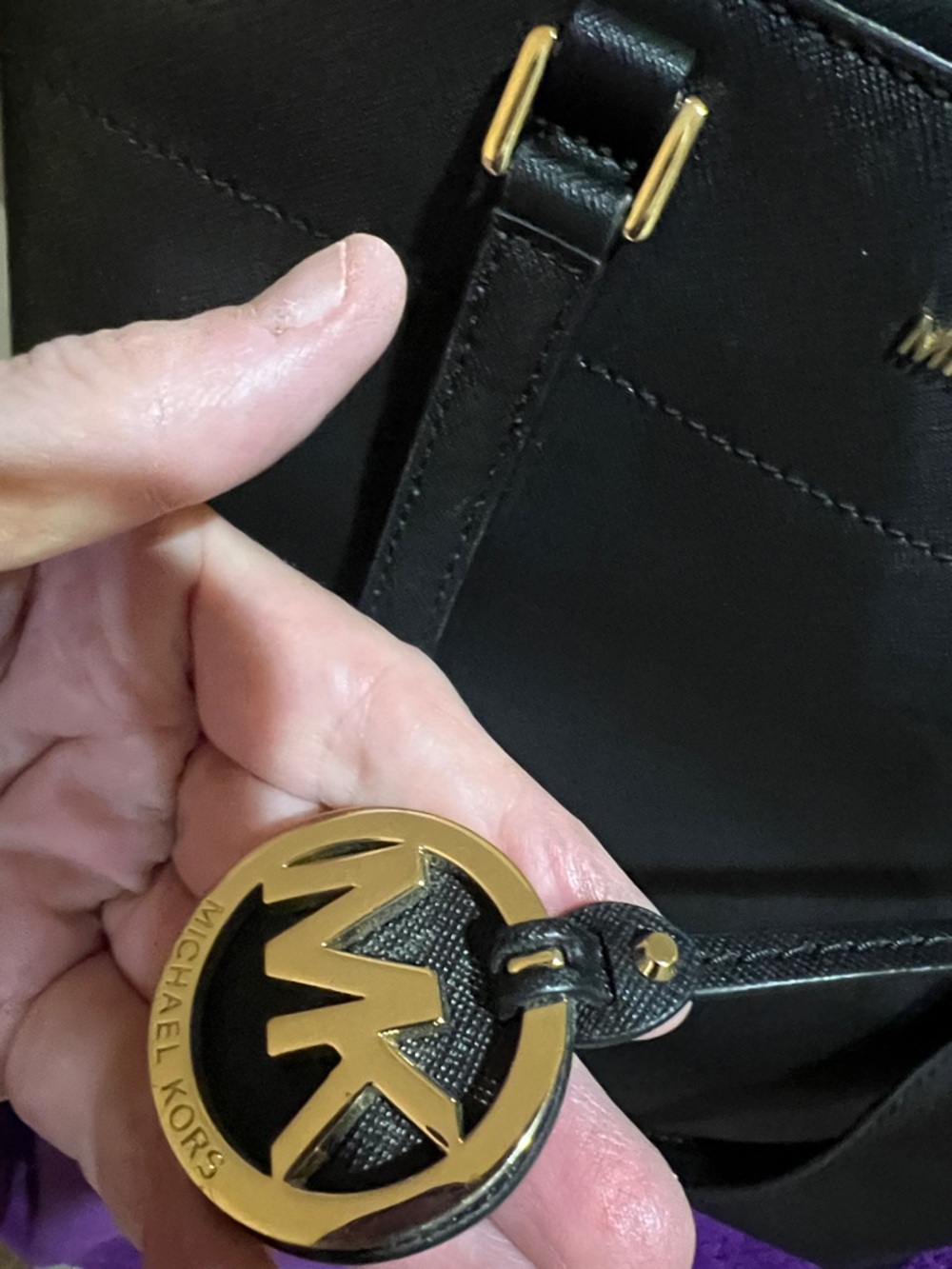 Michael Kors Black Leather Tote with Gold MK logo NWOT. What a deal!!!! H011 - Picture 2 of 7